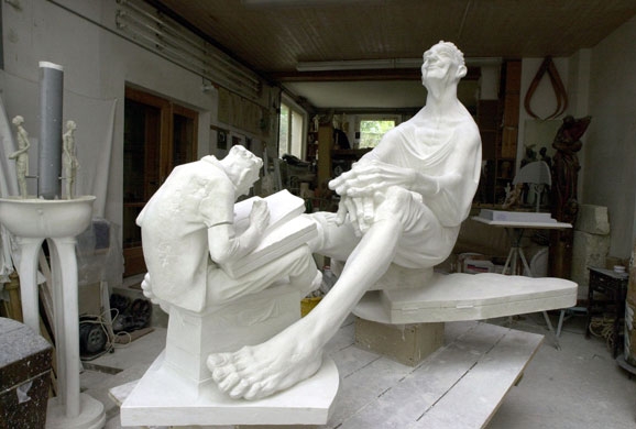 Zither Reinhold Brunnen, Halle - Bildhauer Wolfgang Dreysse
